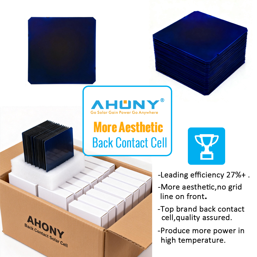 50w back contact solar panels aesthetics high efficiency cell pv module Shade tolerant Anti-hotspot density for Luxury residential houses roof BIPV IoT smart city cabin rv yacht