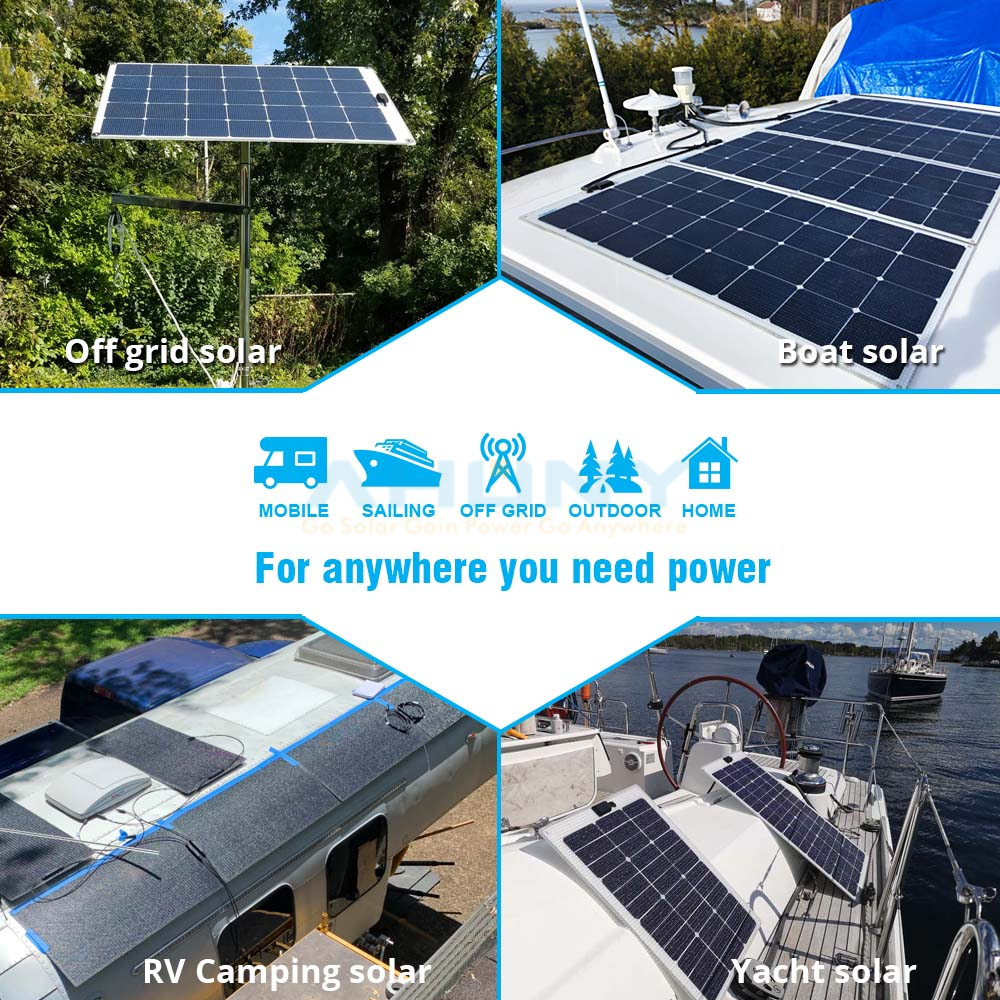 100w walkable anti slippery semi rigid solar panel flexible solar panel for rv marine boat yacht camping etc.