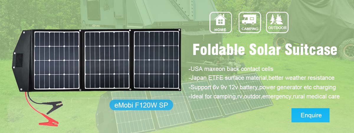 foldable solar suitcase 120w back contact cell